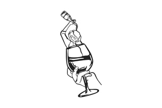 Wanddecoratie Glass of Wine Girl - Zwart