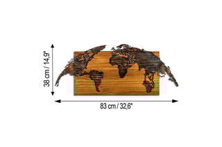 Décoration murale en bois World Map - Noir et naturel