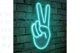 Néon mural fluorescent Victory Sign  -  29 x 44 x 2 cm - Bleu