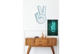 Néon mural fluorescent Victory Sign  -  29 x 44 x 2 cm - Bleu