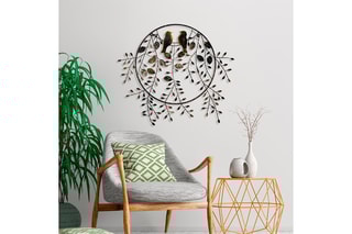 Wanddecoratie Love of Birds 2 Zwart en Goudkleurig