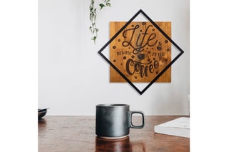 Décoration murale Life Begins After Coffee - Noir et naturel