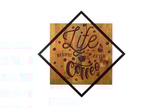 Décoration murale Life Begins After Coffee - Noir et naturel