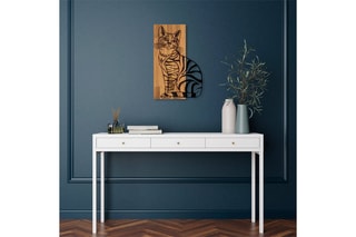 Décoration murale chat en bois - Noir et naturel