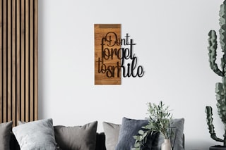 Décoration murale Dont Forget To Smile - 47 x 58 cm - Noir et naturel
