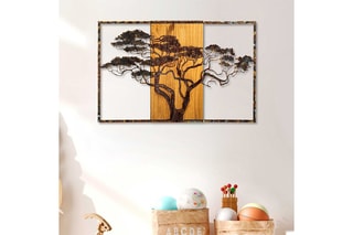 Décoration murale en bois - 90 x 58 cm - Naturel
