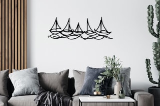 Décoration murale Ships In Water - 68 x 24 cm - Noir