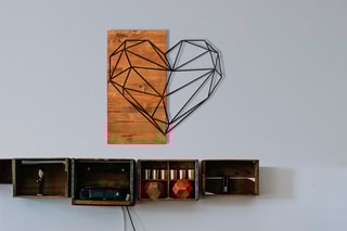 Décoration murale en bois Heart - 58 x 58 cm - Naturel et noir