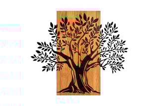 Décoration murale en bois - 65 x 58 cm - Naturel et noir