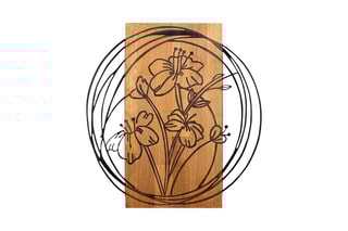 Décoration murale en bois Orchid - 55 x 57,5 cm - Naturel et noir