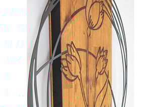 Décoration murale en bois Orchid - 55 x 57,5 cm - Naturel et noir