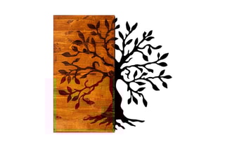 Décoration murale en bois Agac - 58 x 58 cm - Naturel et noir