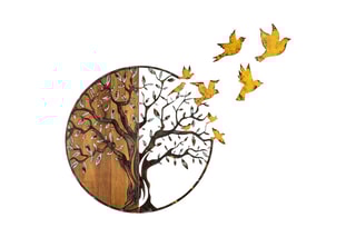 Décoration murale en bois - 92 x 71 x 3 cm - Naturel et noir