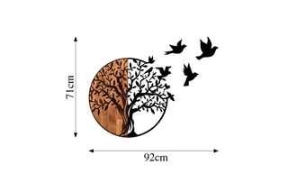 Décoration murale en bois - 92 x 3 x 71 cm - Noir et naturel