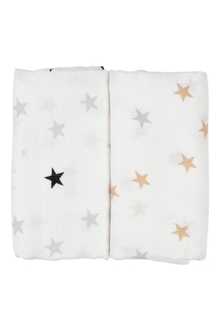 2 mousselines Cloé B - Gris et beige - 120 x 120 cm