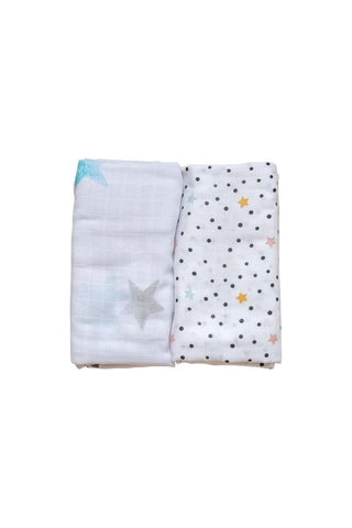 2 mousselines Nordic Bear - Gris et blanc - 120 x 120 cm