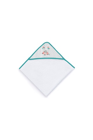 Sortie de bain - Blanc et turquoise - 100 x 100 cm