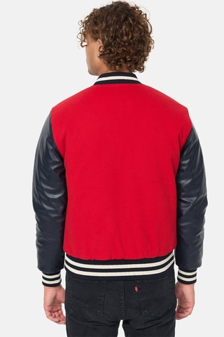 Wollen Baseball Jasje Newark Rood en Marineblauw - Benlee