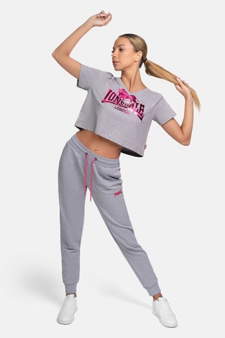 Oversized Crop Top - Lichtgrijs en roze