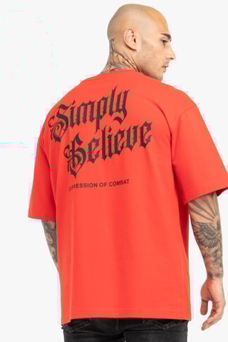 T-shirt Oversized Simply Believe - Rood