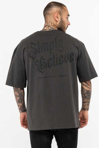 T-shirt Oversized Simply Believe - Grijs 