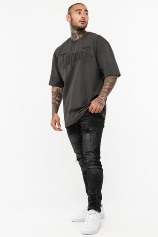 T-shirt Oversized Simply Believe - Grijs 