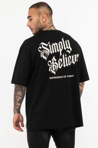 T-shirt Oversized Simply Believe - Zwart