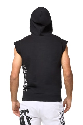 Mouwloze Sweater met Capuchon - Zwart