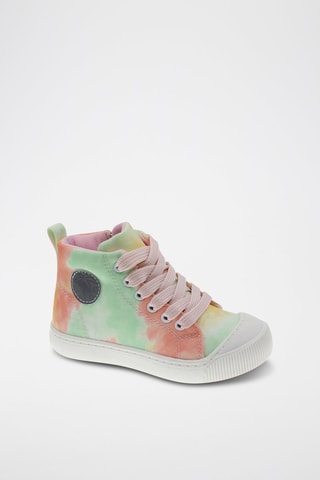 Hoge Sneakers Tie and Dye - Roze en Lichtgroen