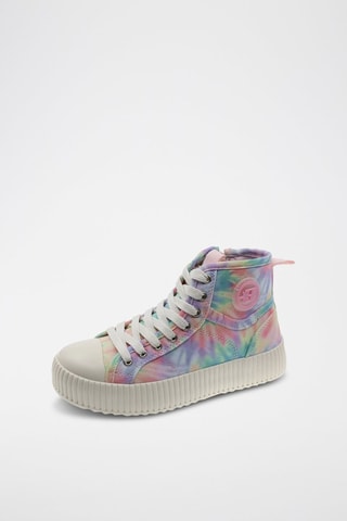 Hoge Sneakers Tie and Dye - Roze en Lichtgroen