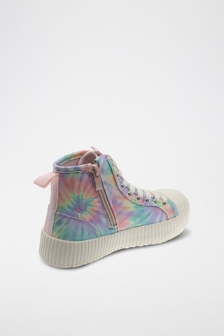 Hoge Sneakers Tie and Dye - Roze en Lichtgroen