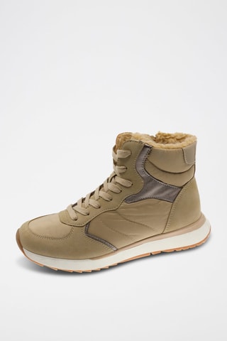 Hoge Gevoerde Sneakers Beige