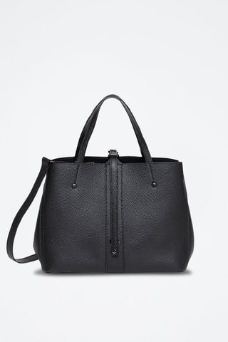 Sac à main en croûte de cuir Mizan - Noir