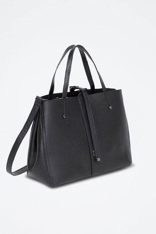 Sac à main en croûte de cuir Mizan - Noir