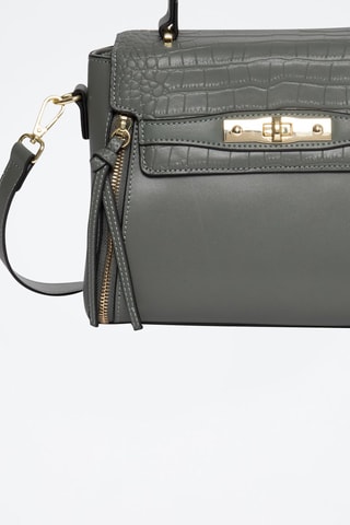 Sac bandoulière en cuir Corner - Gris et vert