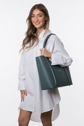 Sac porté épaule en cuir - Bleu