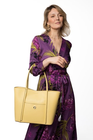 Sac porté épaule en cuir - Jaune