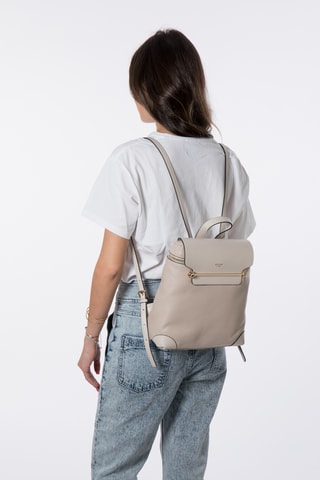 Sac à dos en cuir Marjolaine - Beige clair