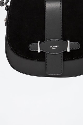 Sac bandoulière en croûte de cuir Cinq - Noir