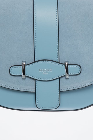 Sac bandoulière en croûte de cuir Cinq - Bleu clair