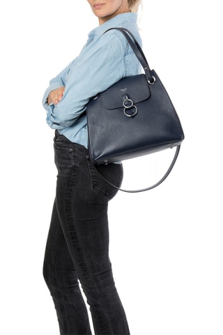 Sac porté épaule en cuir Panache - Bleu marine