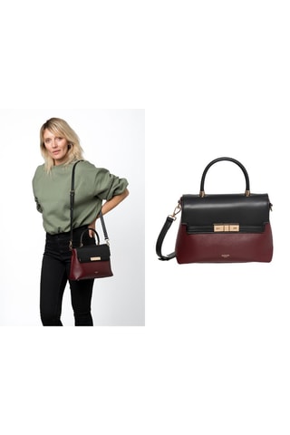 Sac bandoulière en cuir Helios - Bordeaux et noir