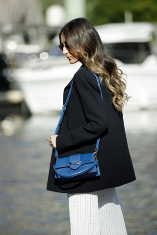 Sac porté épaule en cuir Capsule - Bleu