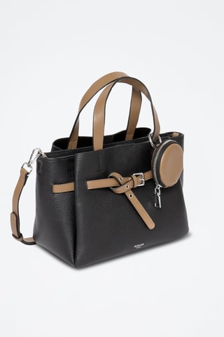 Sac à main en cuir Manchester - Marron clair et noir