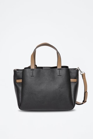 Sac à main en cuir Manchester - Marron clair et noir