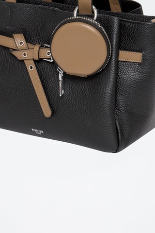 Sac à main en cuir Manchester - Marron clair et noir
