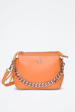 Sac bandoulière en croûte de cuir Sonic - Rose et argenté