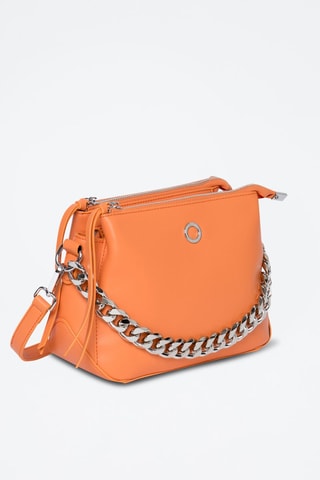 Sac bandoulière en croûte de cuir Sonic - Rose et argenté