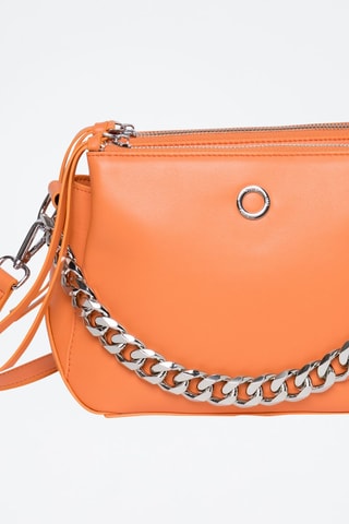 Sac bandoulière en croûte de cuir Sonic - Rose et argenté