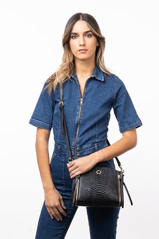 Sac bandoulière en cuir Scobi - Noir